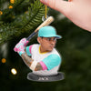 Ornement en acrylique personnalisé avec photo – Cadeau de Noël ou d’anniversaire pour les amateurs de sport – Le frappeur de home run des fêtes