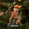 Ornement photo en acrylique personnalisé – Cadeaux de Noël ou d’anniversaire pour les chasseurs – Quand l’équipement de chasse rencontre la magie des fêtes