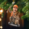Ornement photo en acrylique personnalisé – Cadeaux de Noël ou d’anniversaire pour les chasseurs – Quand l’équipement de chasse rencontre la magie des fêtes