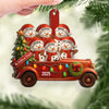 Ornement En Bois Personnalisé - Cadeaux De Noël Et D’Anniversaire Pour Maman, Papa, Enfants - Amour Enneigé Sur Un Camion Vintage