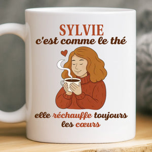 Mug Personnalisé - Cadeaux D’Anniversaire Pour Meilleures Amies, Sœurs, BFF - La Caféine Réchauffe Toujours Les Cœurs