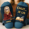Chaussettes Personnalisées – Cadeaux Personnalisés pour Amoureux des Livres, Rats de Bibliothèque et Lecteurs Passionnés – Juste Une Fille Perdue Dans Ses Livres
