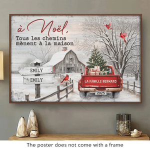 Affiche Horizontale Personnalisée – Cadeaux De Noël Et D’Anniversaire Personnalisés Pour Maman, Papa, Frère, Sœur, Enfants – Tous Les Chemins Mènent À La Famille