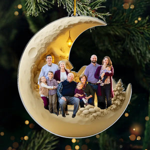 Ornement photo en acrylique personnalisé – Cadeaux de Noël ou d'anniversaire pour maman, papa, enfants – Je t'aime jusqu'à la lune