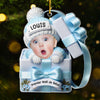 Ornement De Noël En Acrylique Personnalisé Avec Photo – Cadeaux De Noël, Baby Shower Et Révélation De Genre Pour Nouvelles Mamans, Nouveaux Papas, Nouveaux Parents – Petite Étoile De Notre Nuit De Fête