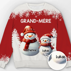 Sweat Unisexe De Noël Personnalisé Avec Bonhomme De Neige – Cadeaux De Noël Et D'Anniversaire Pour Maman, Grand-Mère - Sous La Neige, Les Cœurs Se Réchauffent