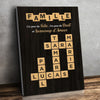 Toile Verticale Scrabble Personnalisée – Cadeaux D’Anniversaire Personnalisés Pour Maman, Papa, Frère, Sœur Et Enfants – Épeler Notre Amour Mot Après Mot
