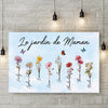 Toile Horizontale Personnalisée – Cadeaux Pour Maman Et Mamie – L’Amour Grandit Le Mieux Dans Le Jardin De Mamie