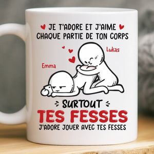 Tasse Personnalisée – Cadeaux D’Anniversaire De Mariage Pour Mari Et Femme, Pour Lui Et Pour Elle – Je T'adore Et J'aime Chaque Partie De Ton Corps