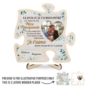 Plaque En Bois Personnalisée À Deux Couches Avec Photo Et Support – Cadeaux D’Anniversaire De Mariage Pour Mari Et Femme, Lui Et Elle – Avec Toi, Tout Trouve Sa Place