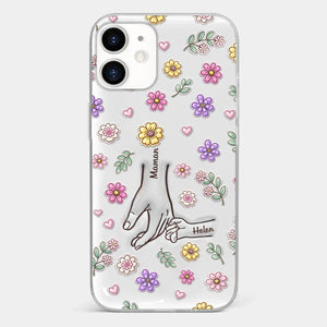 Coque De Téléphone Transparente Personnalisée – Cadeau Pour Mamie, Maman – Main Dans La Main Pour Toujours