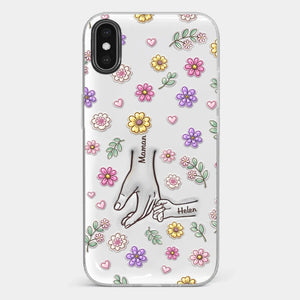 Coque De Téléphone Transparente Personnalisée – Cadeau Pour Mamie, Maman – Main Dans La Main Pour Toujours