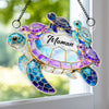 Ornement Suncatcher de Fenêtre Personnalisé – Cadeau pour Maman – Famille De Tortues Chaudes