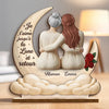 Plaque en Bois 2 Couches Personnalisée avec Support – Cadeau pour Maman, Grand-mère – Je t’aime jusqu’à la Lune et retour