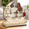 Plaque en Bois 2 Couches Personnalisée avec Support – Cadeau pour Maman, Grand-mère – Je t’aime jusqu’à la Lune et retour