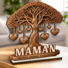 Plaque en Bois 2 Couches Personnalisée avec Support – Cadeau pour Maman, Grand-mère – Merci Maman