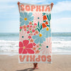 Serviette de Plage Personnalisée – Cadeau pour Toi-même – J'aime Les Fleurs et La Mer