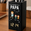 Pot à Crayons Personnalisé avec Horloge – Cadeau pour Papa, Papy – Allons-y ensemble !