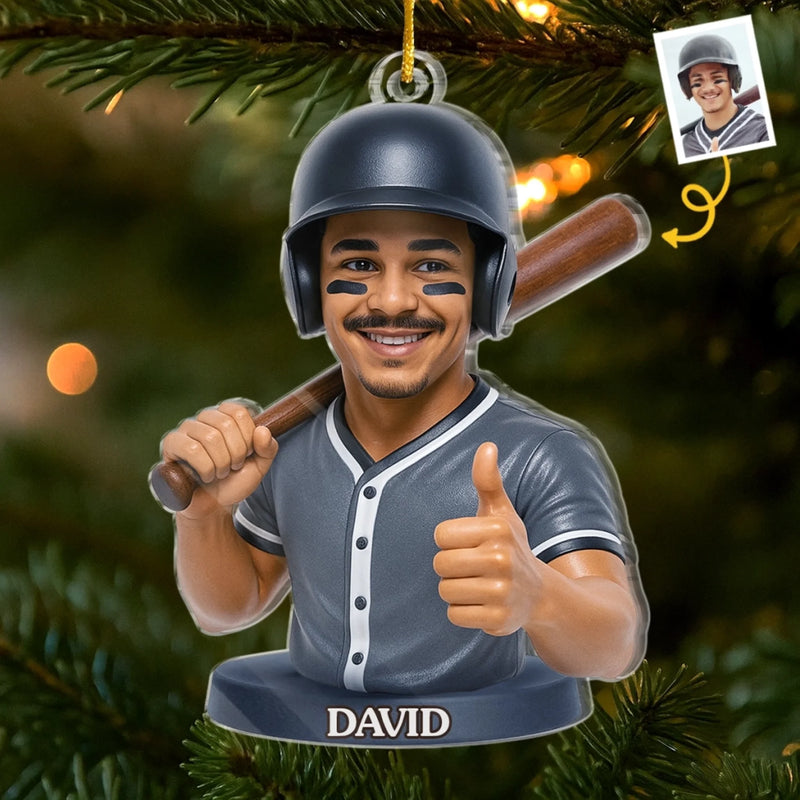 Ornement en acrylique personnalisé avec photo – Cadeau de Noël ou d’anniversaire pour les amateurs de sport – Le baseball, c’est la vie