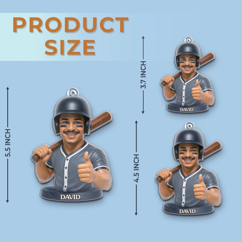 Ornement en acrylique personnalisé avec photo – Cadeau de Noël ou d’anniversaire pour les amateurs de sport – Le baseball, c’est la vie