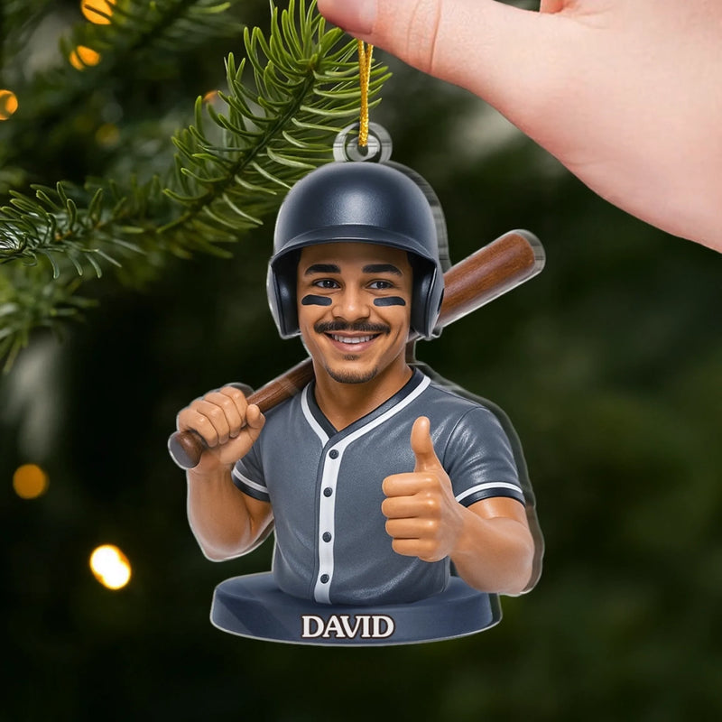 Ornement en acrylique personnalisé avec photo – Cadeau de Noël ou d’anniversaire pour les amateurs de sport – Le baseball, c’est la vie