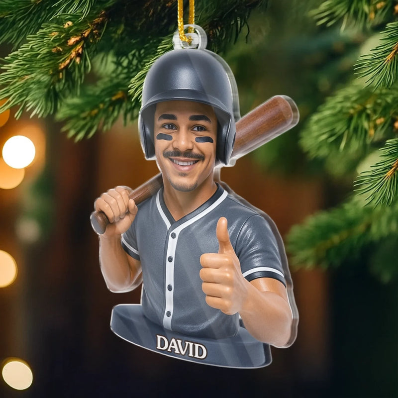 Ornement en acrylique personnalisé avec photo – Cadeau de Noël ou d’anniversaire pour les amateurs de sport – Le baseball, c’est la vie