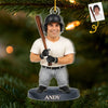 Ornement en acrylique personnalisé avec photo – Cadeau de Noël ou d’anniversaire pour les amateurs de sport – La vie est plus belle dans un stade de baseball