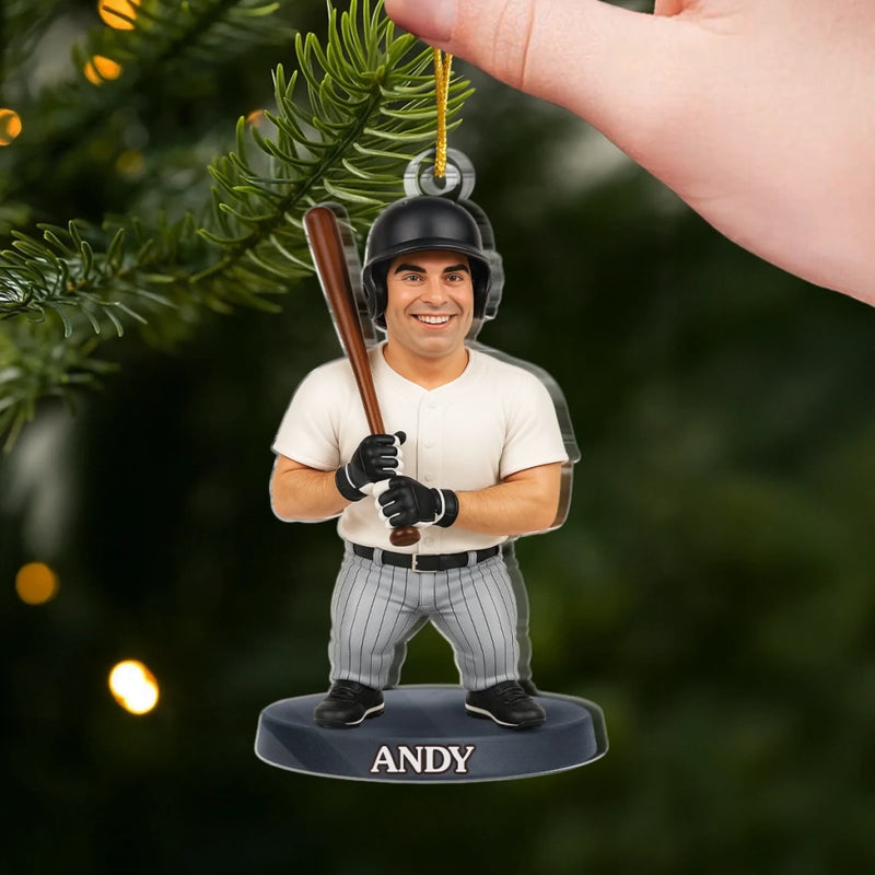 Ornement en acrylique personnalisé avec photo – Cadeau de Noël ou d’anniversaire pour les amateurs de sport – La vie est plus belle dans un stade de baseball