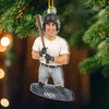 Ornement en acrylique personnalisé avec photo – Cadeau de Noël ou d’anniversaire pour les amateurs de sport – La vie est plus belle dans un stade de baseball