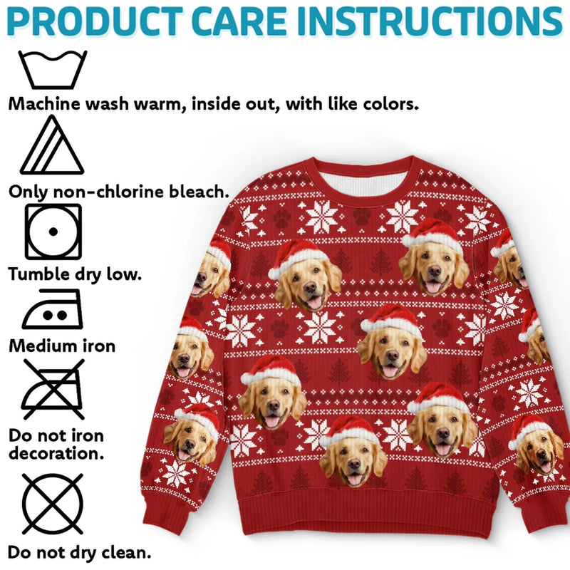 Sweatshirt moche de Noël personnalisé avec photo – « Que votre Noël soit poilu et lumineux » – Pull en laine unisexe – Cadeau de Noël pour propriétaires et amoureux des animaux