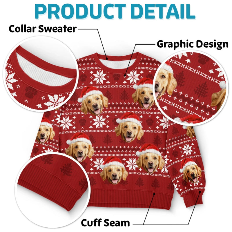Sweatshirt moche de Noël personnalisé avec photo – « Que votre Noël soit poilu et lumineux » – Pull en laine unisexe – Cadeau de Noël pour propriétaires et amoureux des animaux