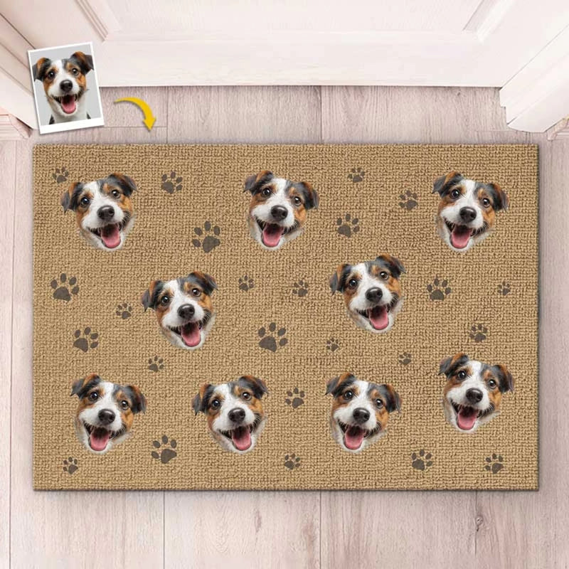 Paillasson décoratif personnalisé avec photo – « Petites pattes, grands rêves » – Décoration maison pour amoureux des chiens et chats – Cadeau de pendaison de crémaillère pour propriétaires et passionnés d’animaux