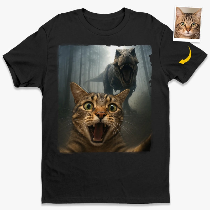 T-shirt unisexe, t-shirt premium et hoodie personnalisés avec photo – Cadeaux d’anniversaire pour amoureux des chiens et des chats, papas et mamans de chien, propriétaires de chats – Vivre la vie Dino Danger