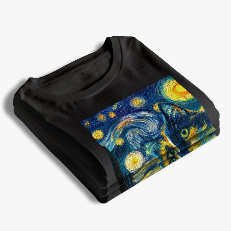 T-shirt unisexe, t-shirt premium et hoodie personnalisés avec photo – Cadeaux d’anniversaire pour amoureux des chiens et des chats, papas et mamans de chien, propriétaires de chats –  Moustaches dans un tourbillon d’étoiles