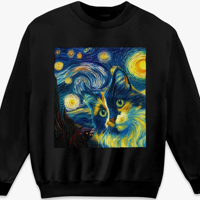 T-shirt unisexe, t-shirt premium et hoodie personnalisés avec photo – Cadeaux d’anniversaire pour amoureux des chiens et des chats, papas et mamans de chien, propriétaires de chats –  Moustaches dans un tourbillon d’étoiles