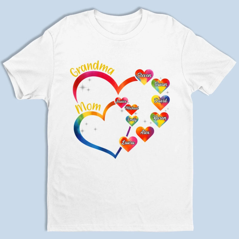 De l’amour brodé dans chaque prénom – T-shirt familial personnalisé (unisexe & premium) et hoodie – Cadeau pour la fête des Mères, maman ou mamie