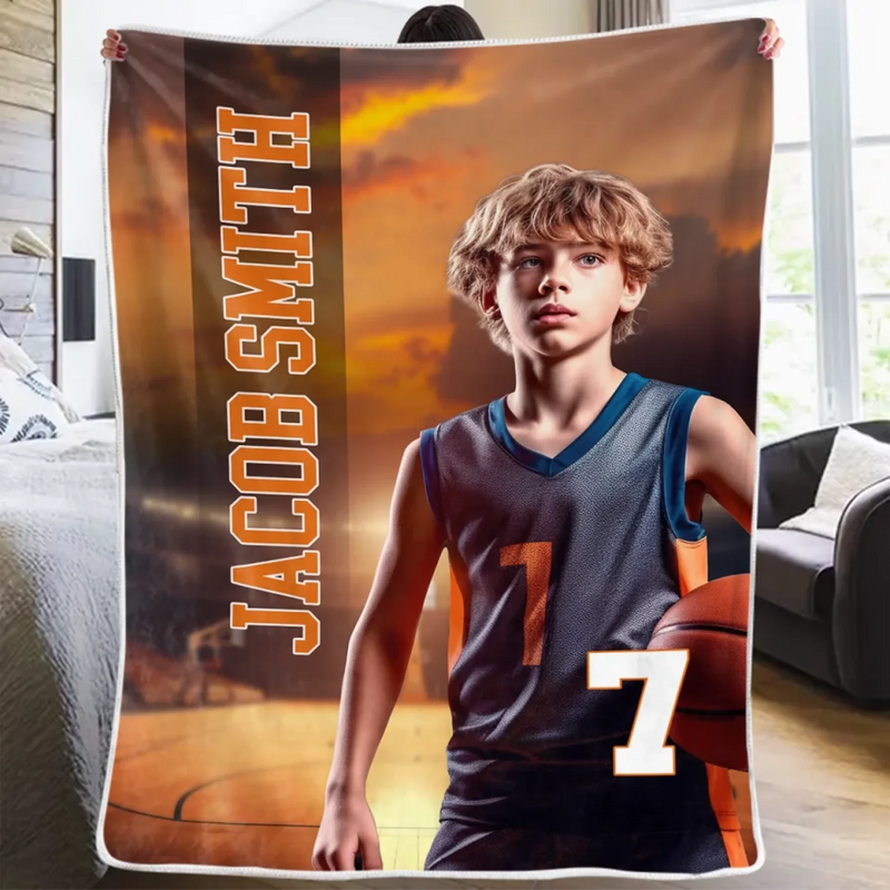 Couverture personnalisée avec photo – « Hustle, Hit, Never Quit » – Couverture familiale – Cadeau pour vous-même, vos meilleurs amis, vos frères et sœurs et les membres de la famille