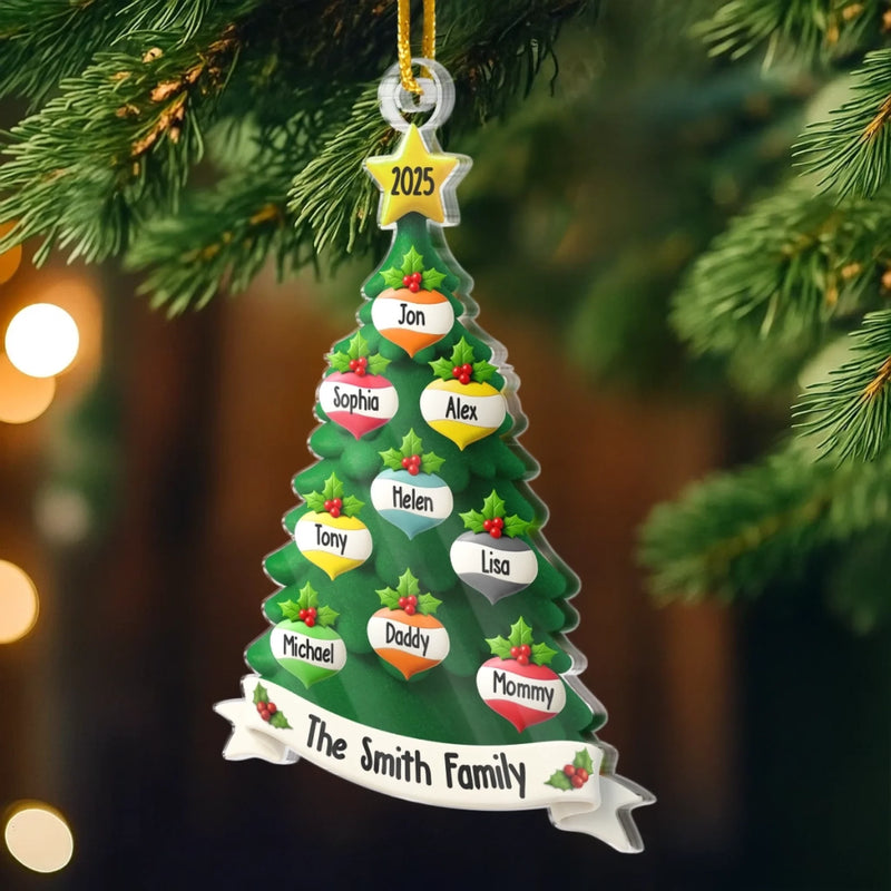 Ornement en acrylique personnalisé – Cadeaux de Noël ou d’anniversaire pour maman, papa, enfants – Notre amour, notre famille