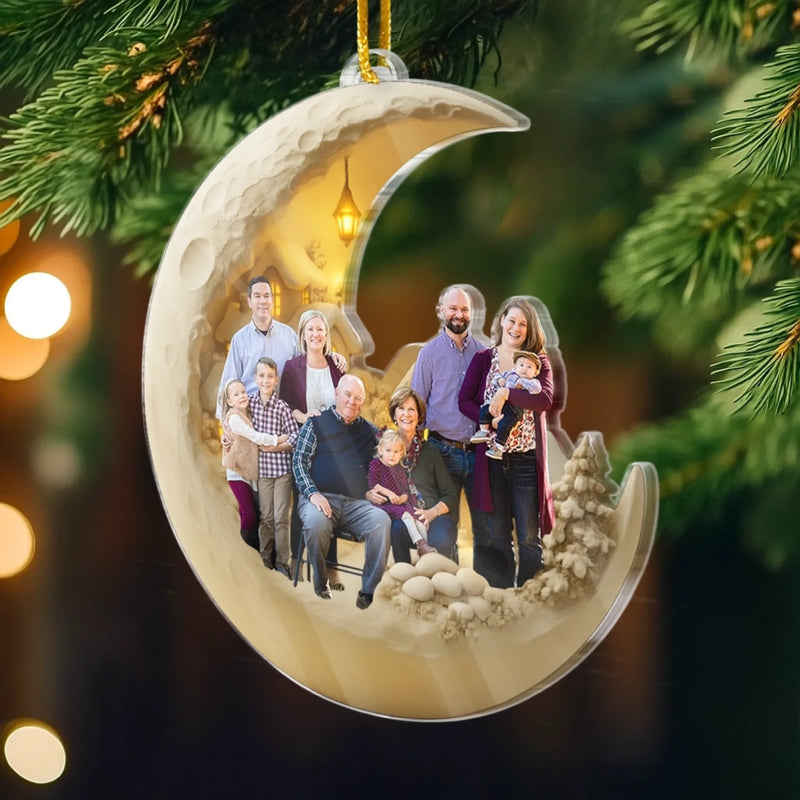Ornement Photo En Acrylique Personnalisé – Cadeaux De Noël Ou D'anniversaire Pour Maman, Papa, Enfants – Je T'aime Jusqu'à La Lune