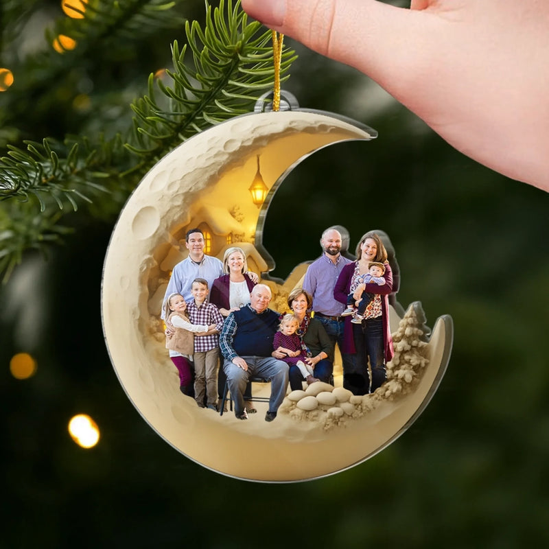 Ornement Photo En Acrylique Personnalisé – Cadeaux De Noël Ou D'anniversaire Pour Maman, Papa, Enfants – Je T'aime Jusqu'à La Lune