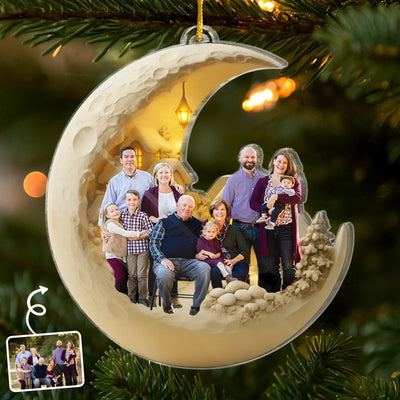 Ornement photo en acrylique personnalisé – Cadeaux de Noël ou d'anniversaire pour maman, papa, enfants – Je t'aime jusqu'à la lune