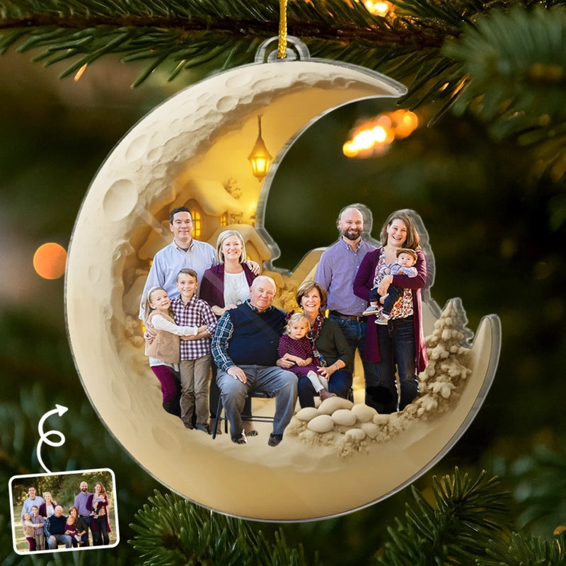 Ornement Photo En Acrylique Personnalisé – Cadeaux De Noël Ou D'anniversaire Pour Maman, Papa, Enfants – Je T'aime Jusqu'à La Lune
