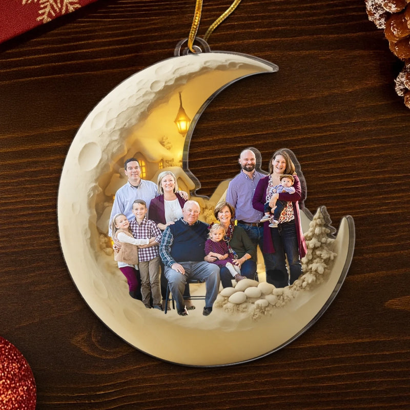 Ornement Photo En Acrylique Personnalisé – Cadeaux De Noël Ou D'anniversaire Pour Maman, Papa, Enfants – Je T'aime Jusqu'à La Lune