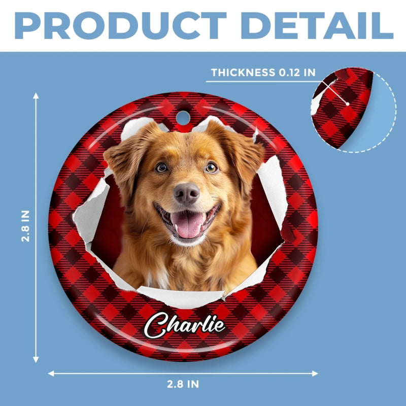Ornement photo en céramique personnalisé – Cadeaux de Noël ou d’anniversaire pour les amoureux des chiens et des chats, propriétaires d’animaux – Les queues frétillent, les cœurs s’illuminent