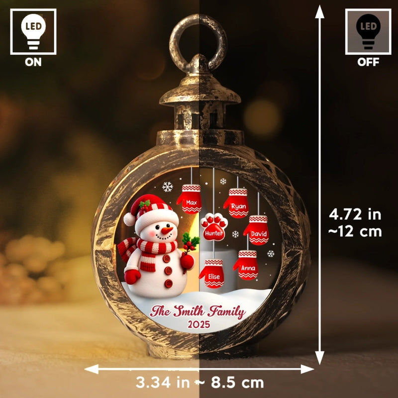 Ornement lanterne bonhomme de neige personnalisé – Cadeaux de Noël ou d’anniversaire pour maman, papa, frère, sœur, enfants – Ensemble, nous sommes pour toujours à la maison