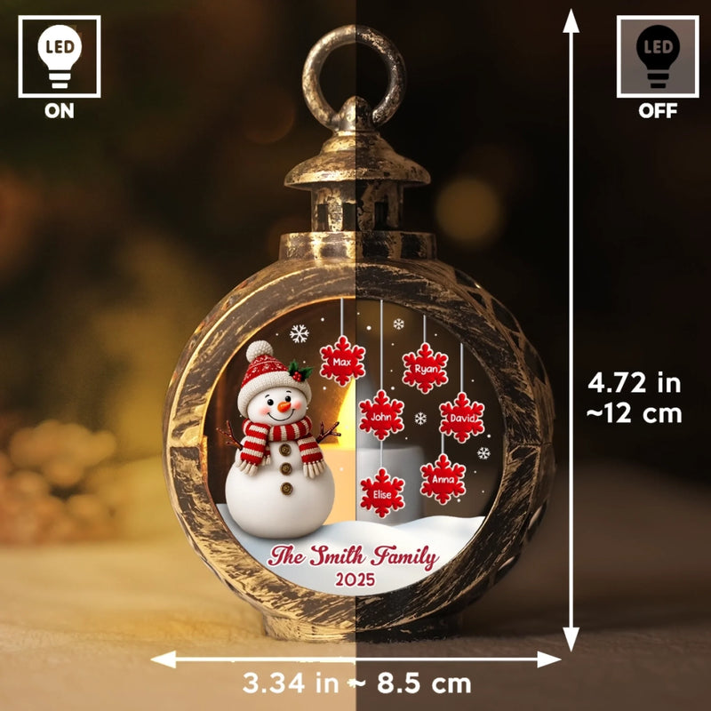 Ornement lanterne bonhomme de neige personnalisé – Cadeaux de Noël ou d’anniversaire pour maman, papa, frère, sœur, enfants – Les souvenirs se renforcent en famille