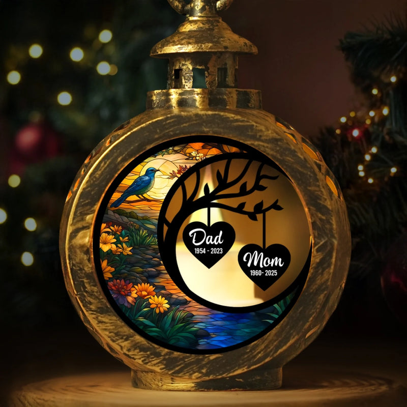 Ornement lanterne personnalisé – Cadeaux de Noël commémoratifs et de sympathie pour la perte d’une maman ou d’un papa – La lumière que tu as laissée brille encore
