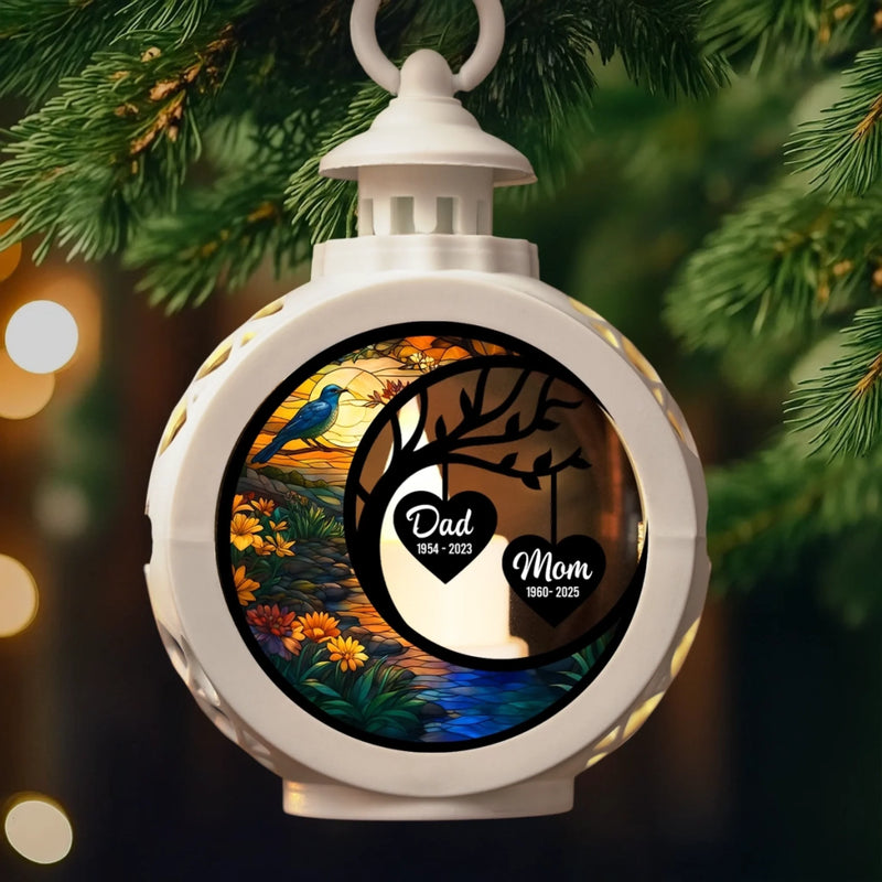 Ornement lanterne personnalisé – Cadeaux de Noël commémoratifs et de sympathie pour la perte d’une maman ou d’un papa – La lumière que tu as laissée brille encore