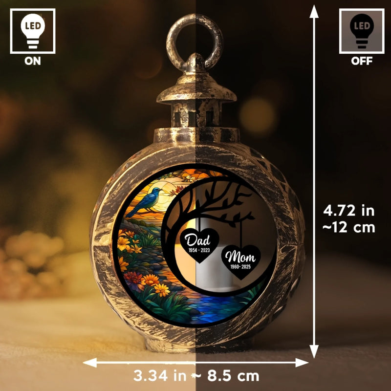 Ornement lanterne personnalisé – Cadeaux de Noël commémoratifs et de sympathie pour la perte d’une maman ou d’un papa – La lumière que tu as laissée brille encore