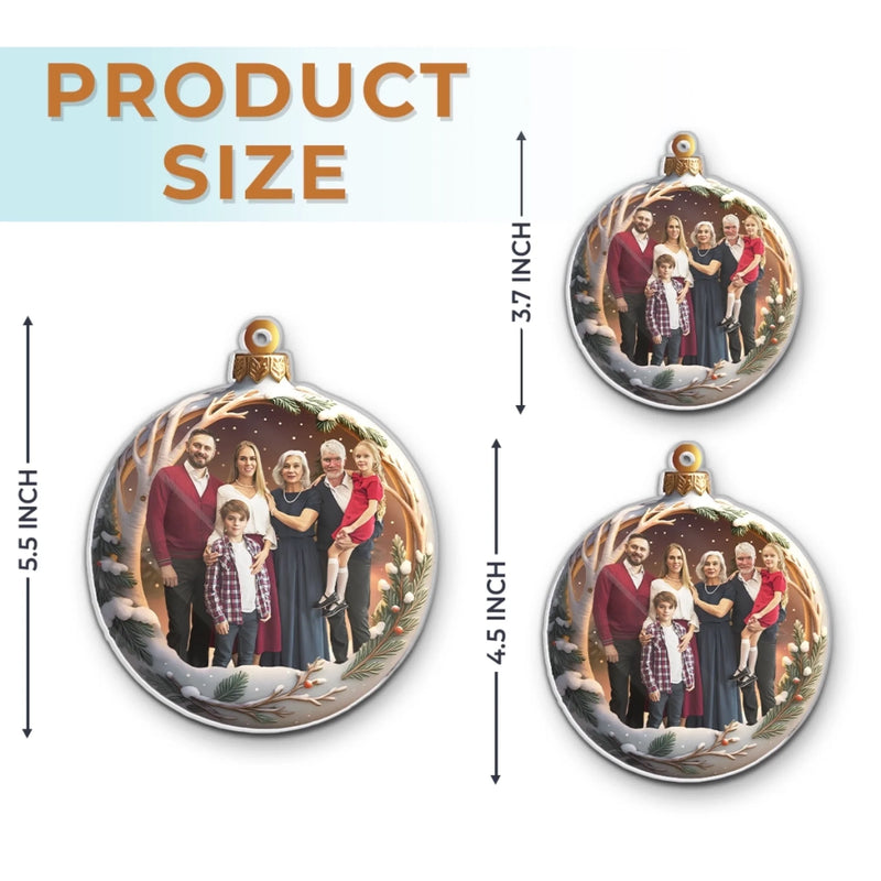 Ornement photo en acrylique personnalisé – Cadeaux de Noël ou d’anniversaire pour maman, papa, frère, sœur, enfants – La famille rend Noël magique